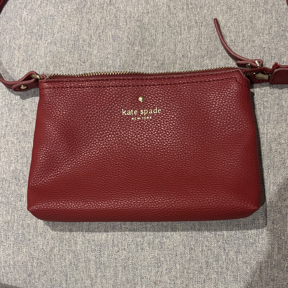 kate spade Pebbled Leather Crossbody in Red